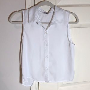 White tank top with an open back blouse